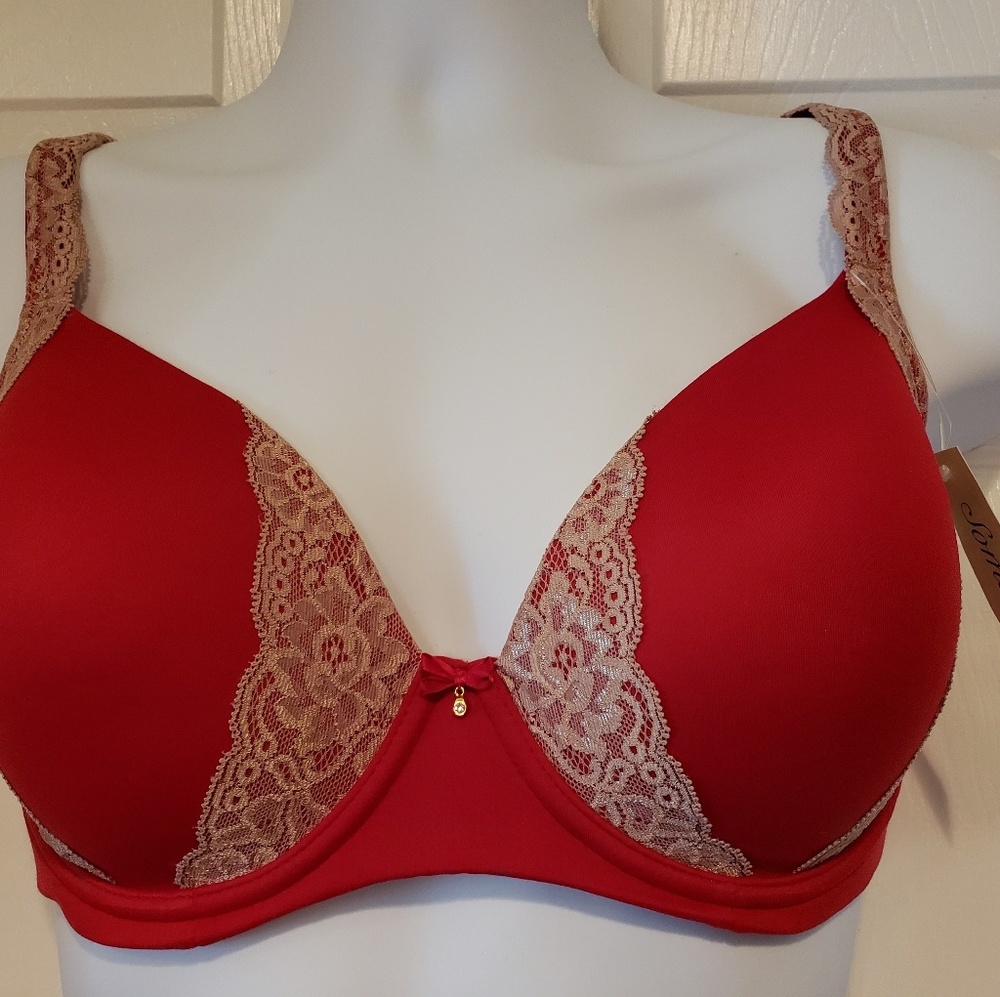 SOMA  Red Beige Lace Bra